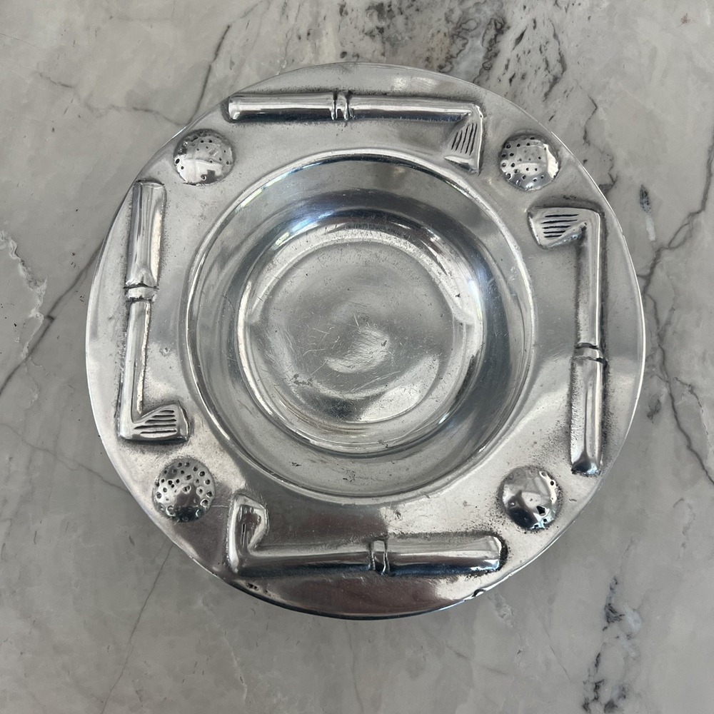 VTG MCM 3D Golf Club Cast Aluminum 7" Ashtray/ Trinket Dish/Snack Serving Bowl